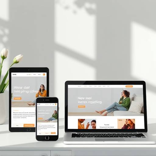 Een responsieve website die op verschillende apparaten wordt weergegeven, met een schone lay-out en intu&radic;&Oslash;tieve navigatie.