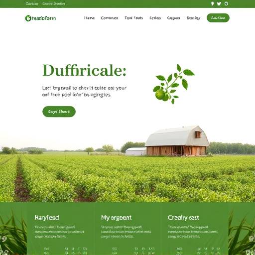 Moderne website voor een biologische boerderij met een fris, groen kleurenschema.