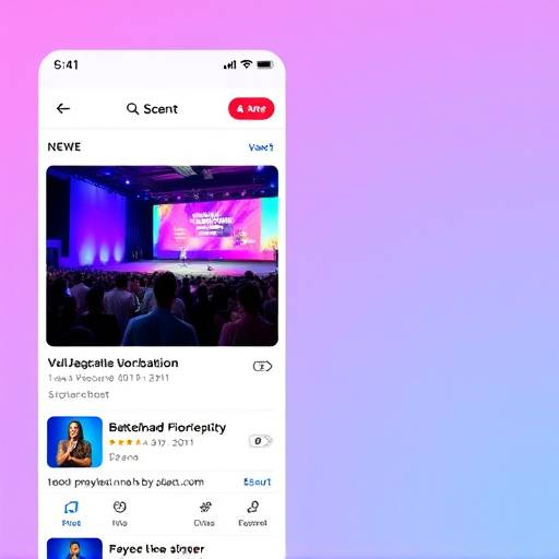 Screenshot van een mobiele applicatie voor evenementen